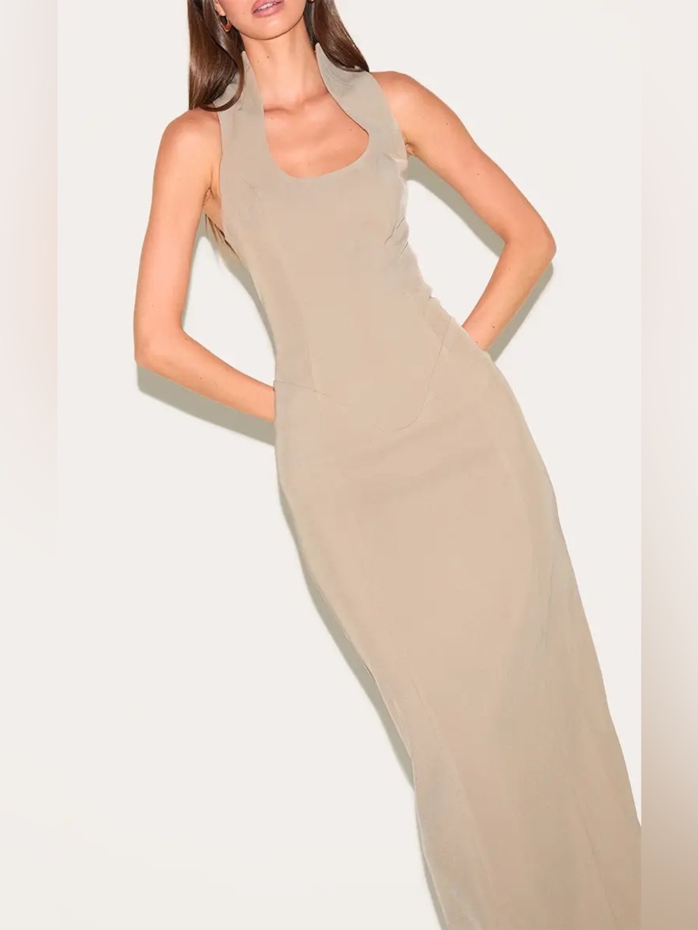 Pretty Little Thing Mushroom Woven Scoop Neck Maxi Dress